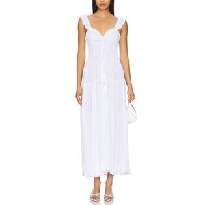 Tiare Hawaii 'Napua' White Rayon Maxi Dress Size S / M